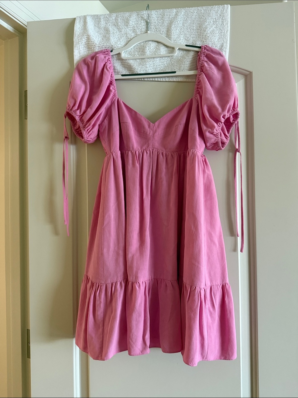 Amanda Uprichard Pink Puff Sleeve Mini Dress